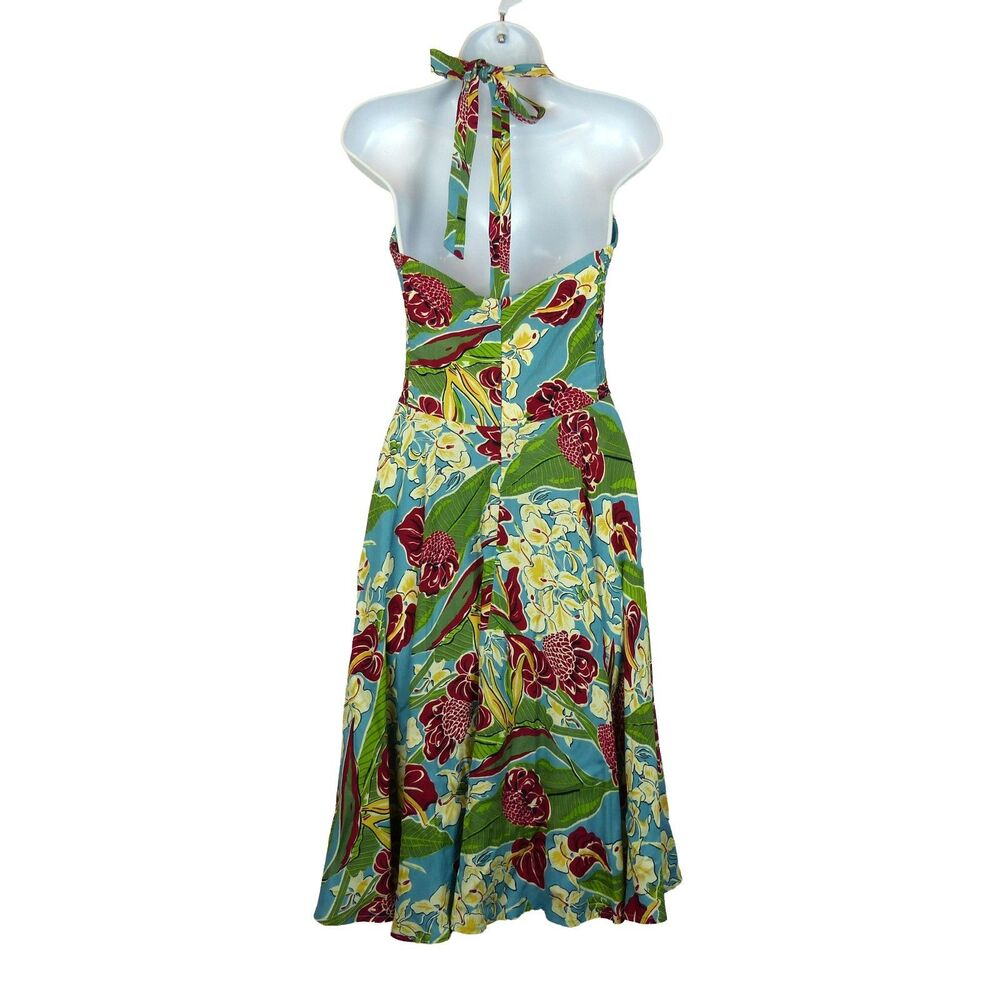 Trashy Diva Trixie Dress Womens S Hawaiian Tropical Floral Halter Retro Pinup - Picture 3 of 13